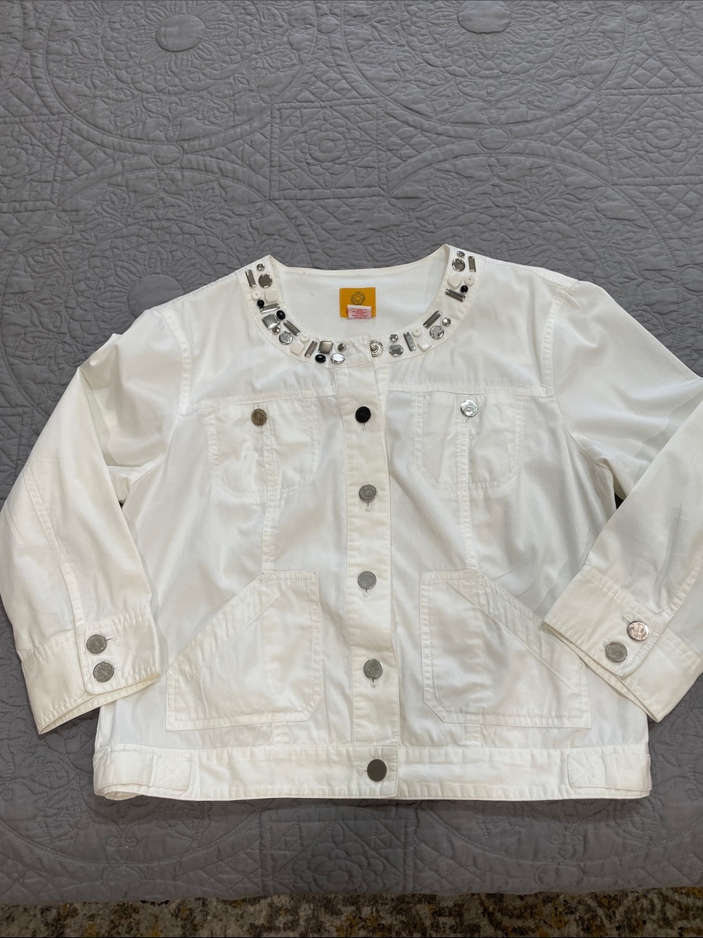*3 for $10* Ruby Rd. White Embellished jacket top 10